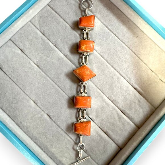 Red Jasper and STerling Silver Bracelet - Picture 4 of 5